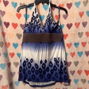 Bohemian Ombre Halter Top Navy White XL